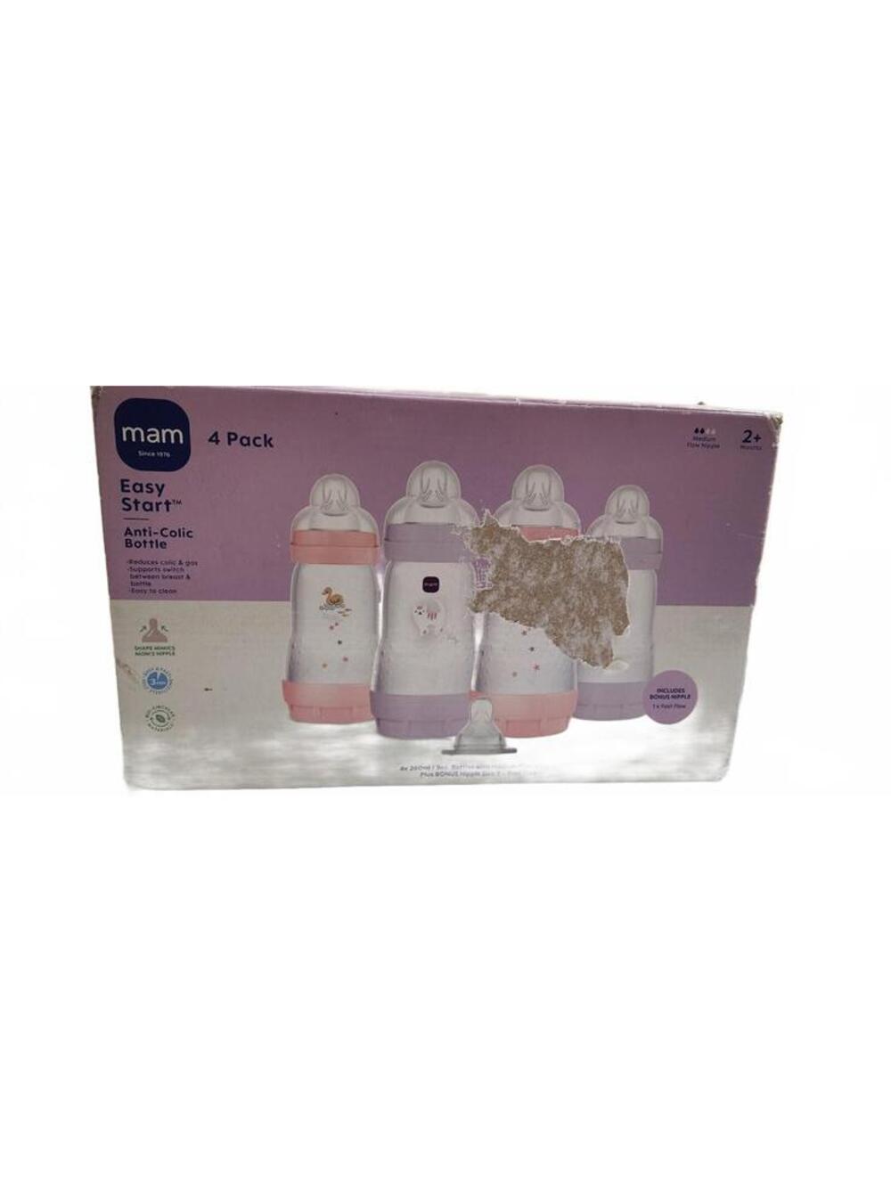 MAM Easy Start Anti-Colic 4 Pack Baby Bottles Pink Purple